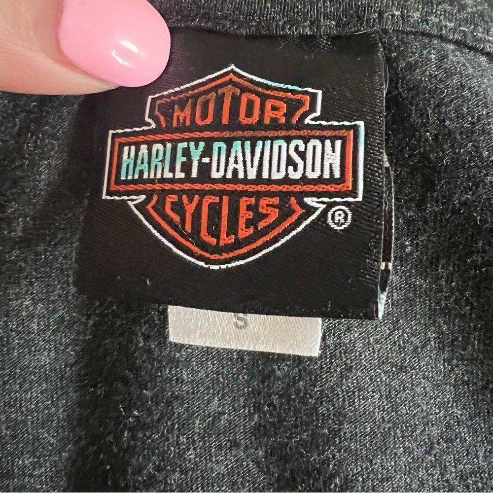 Harley-Davidson Black Tee with Metallic Orange and Silver Eagle Graphic - Picture 3 of 3